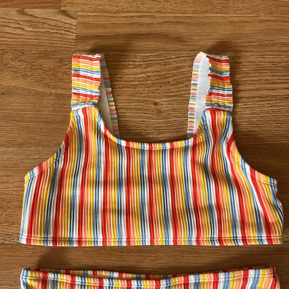 Art class girls (10-12) NWOT Colorful Striped Bathing suit bikini set - Picture 5 of 7